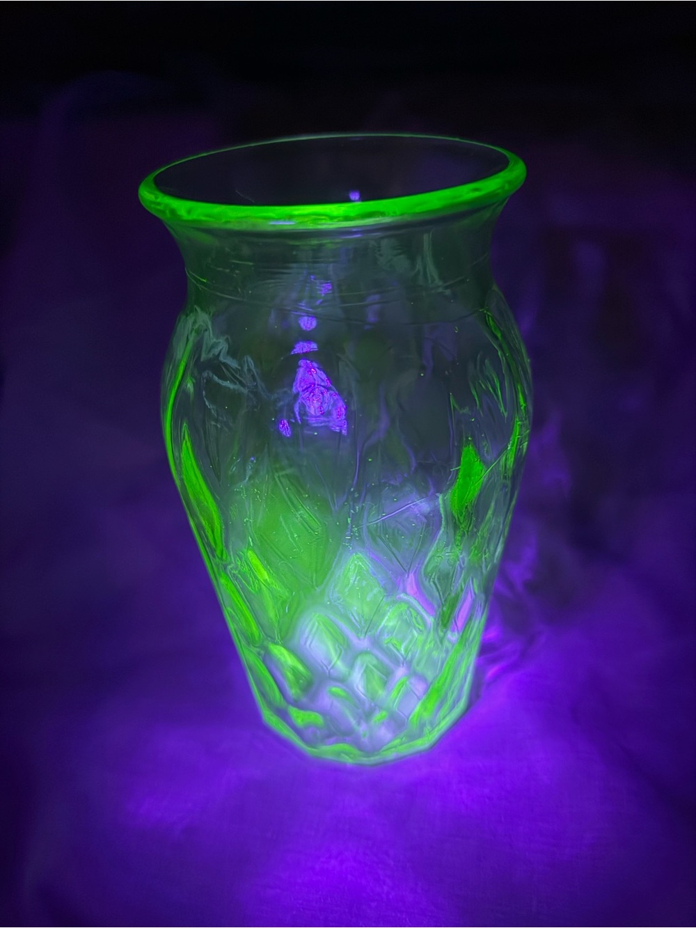 Vintage uranium glass vase by Hazel Atlas